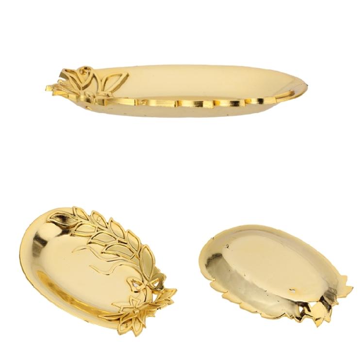 Golden Tray Jewelry Display Plate Kichen Food Fruit Round Stroage Organizers