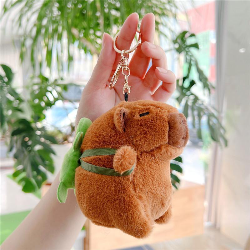 Cute Capybara Plush Keychain Backpack Pendant Toy Car Key Ring Decoration Accessories Kawaii Stuffed Doll Children Birthday Gift