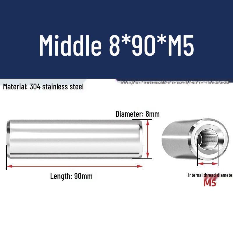 Pin Cilindric din Oțel Inoxidabil 304 cu Filet Interior M4/M6/M8 și Orificiu - Coloană de Suport și Ghidare
