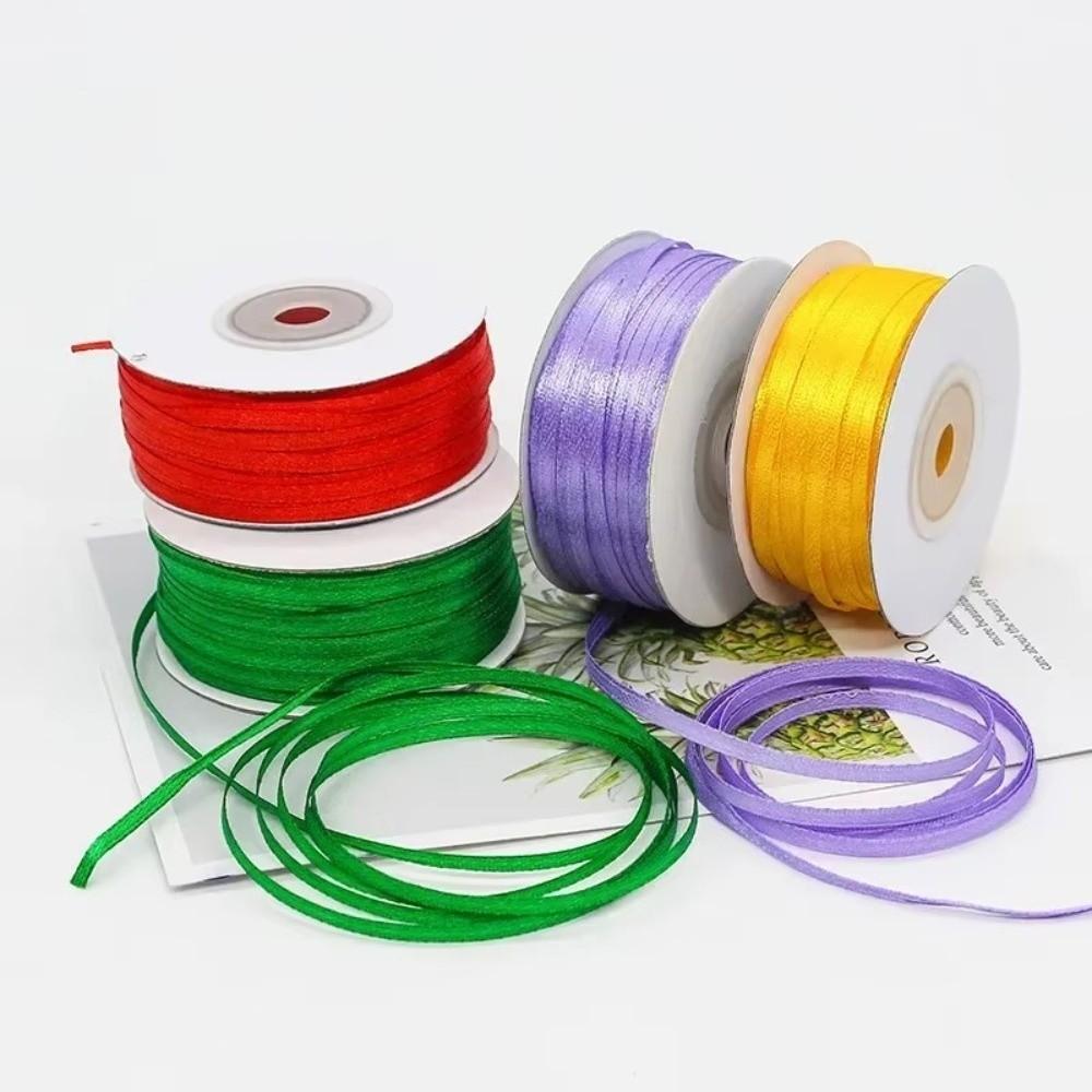 DIY Gift Wrapping Double Sided Satin Ribbon Handmade Bows Bridal Bouquets Bouquet Ribbons Colorful 3MM Width Solid Satin Ribbons