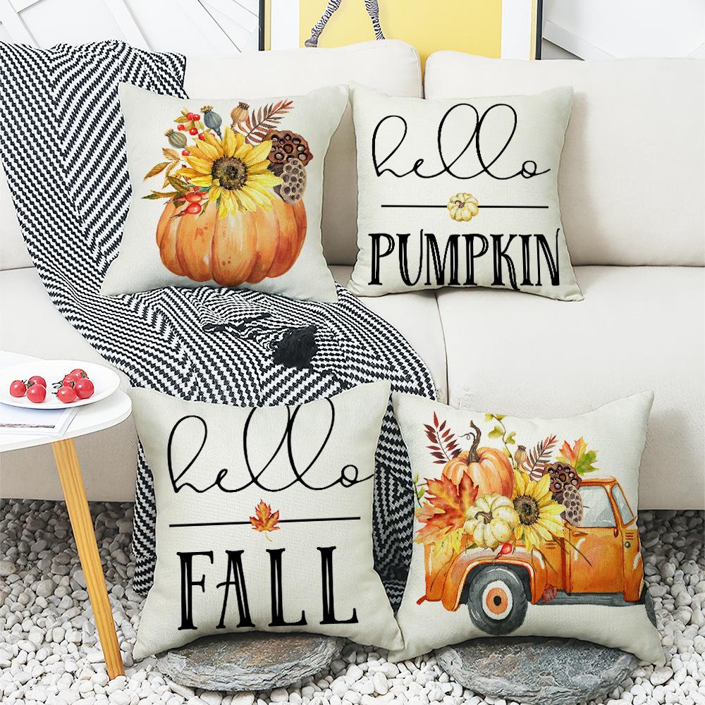 New Harvest Festival Autumn Cushion Pumpkin Vase Sunflower Home Cushion Pillow Cover