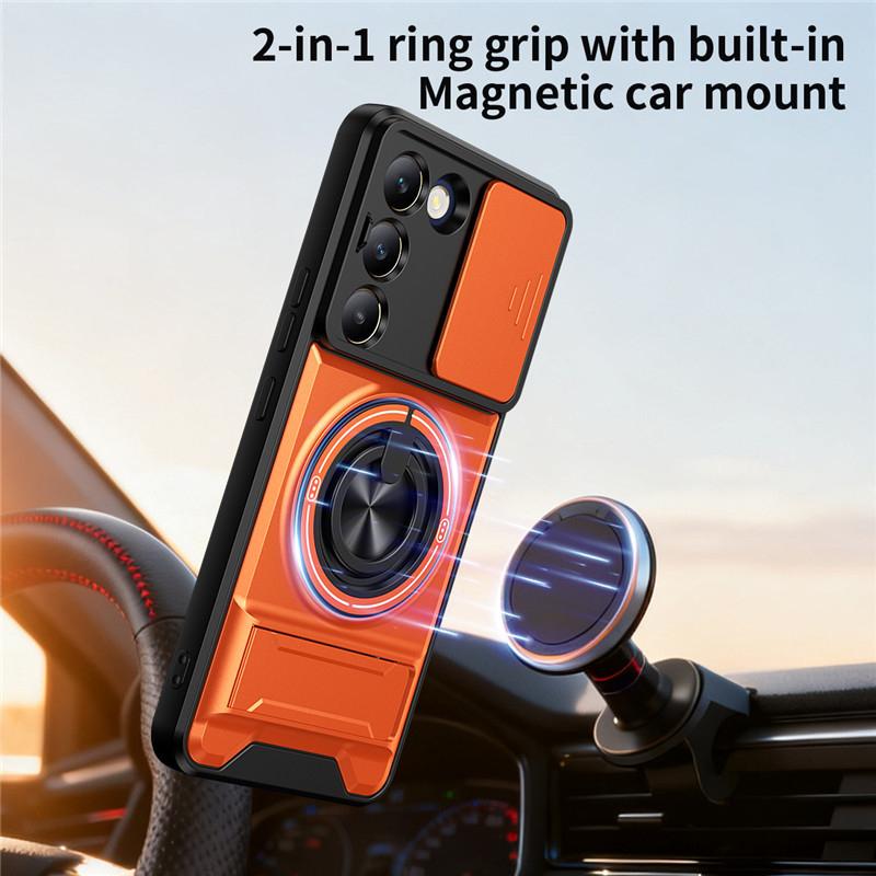 Slide Camera Cover Case for Vivo Y29 4G Magnetic Kickstand Stand Protective Phone Cover for Vivo Y29 4G