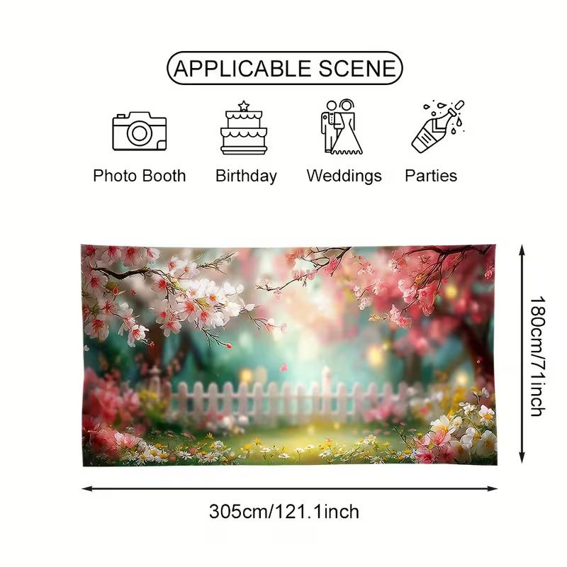 2D Pastel Cherry Blossom Garden Garage Door Banner for Yard and Festival Use