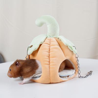 Hamster House Double Hole Design Guinea Pig Cage Pumpkin Shaped Squirrel Hanging Hammock Toys Bed Nest Halloween Pet Supplies