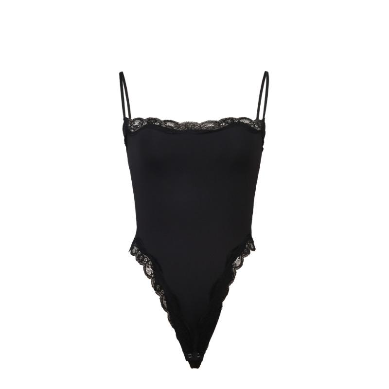 Sexy Spitzenbesetzter High-Waist Formender Strumpfhalter-Bodysuit Für Damen