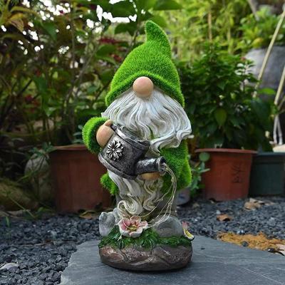 Solarbetriebene beflockte Gartenzwerg-Statue