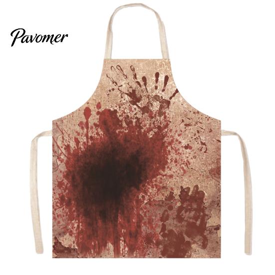 Creepy Butcher Apron Halloween with Realistic Blood Stain, Washable Protective Work Apron, Waterproof Cooking Horror Costume Prop for Cosplay Parties