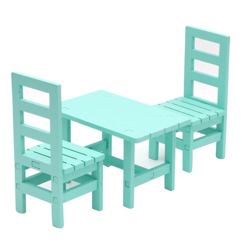 Modern Dollhouses Dining Table With Wooden Chairs 1/6 Scale Miniature Furniture For Display