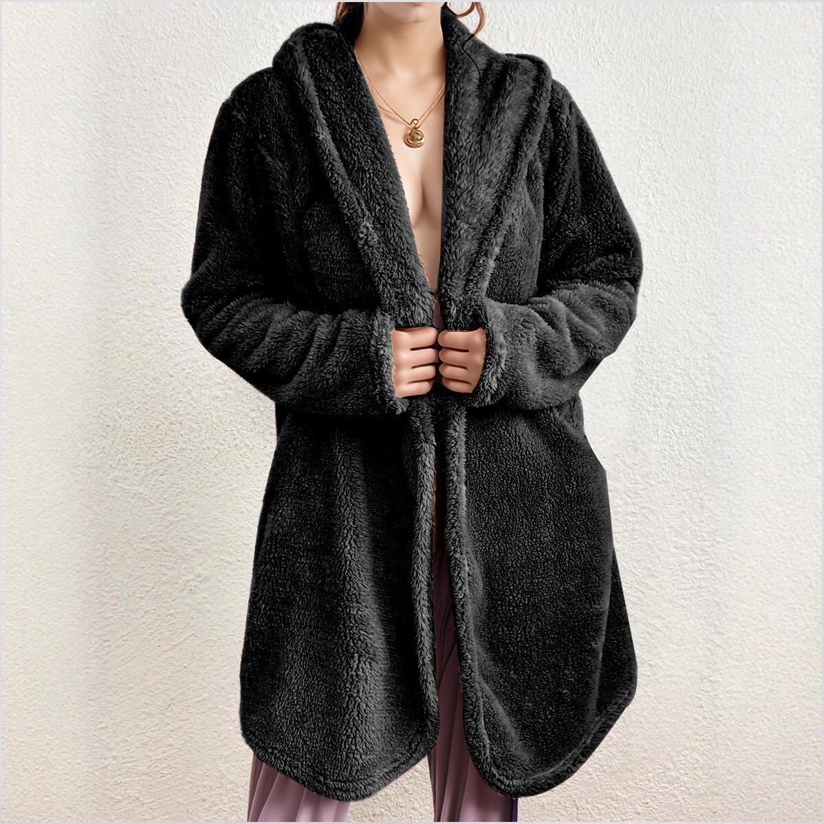 

Women s Double-Sided Fleece Cardigan Coat - Cozy, Warm, and Slimming for Autumn and Winter Small
