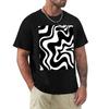 Liquid Swirl Retro Abstract Pattern In Black And White Tshirt Holiday Party Tshirt For Unisex