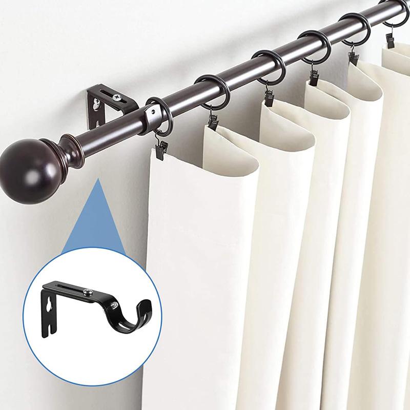 4Pcs Heavy Duty Curtain Pole Brackets for 25mm Poles Adjustable Wall-mounted Curtain Rod Support Metal Curtain Pole Holders Set