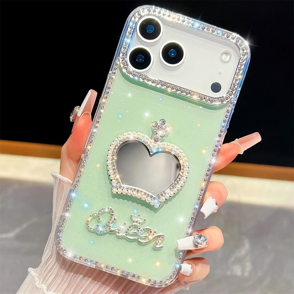 Handmade Sparkly Diamond Crown Mirror IMD Phone Case, Compatible with iPhone 13,iPhone 14,iPhone 15,iPhone 16,iPhone 17 Series