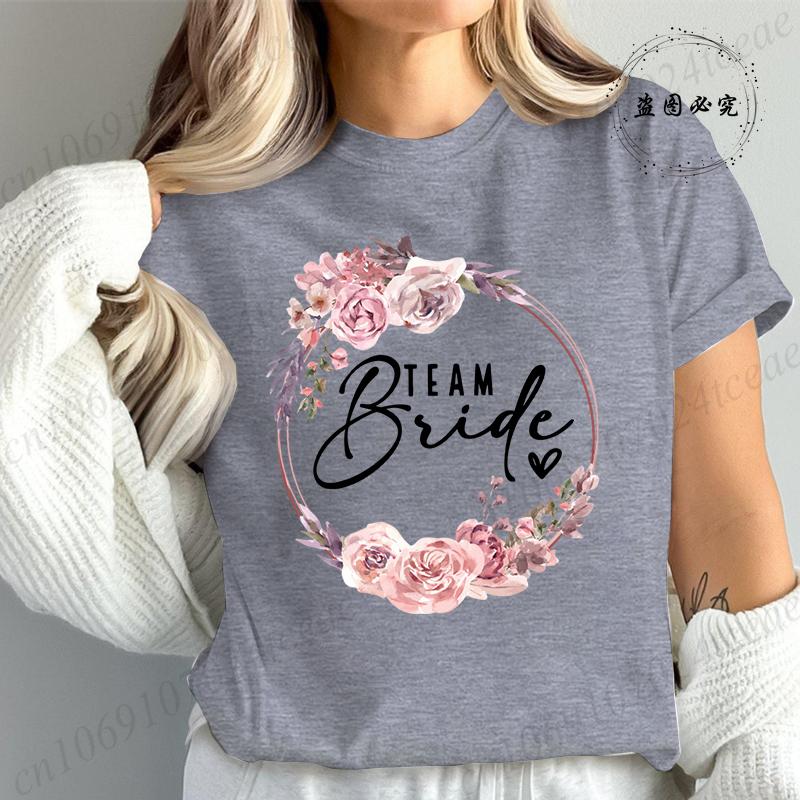 Bachelorette Party Print Bridal TShirt Short Sleeve Tshirt Casual Bridesmaid Tops Womens Clothing Fashion Casual TShirt T02