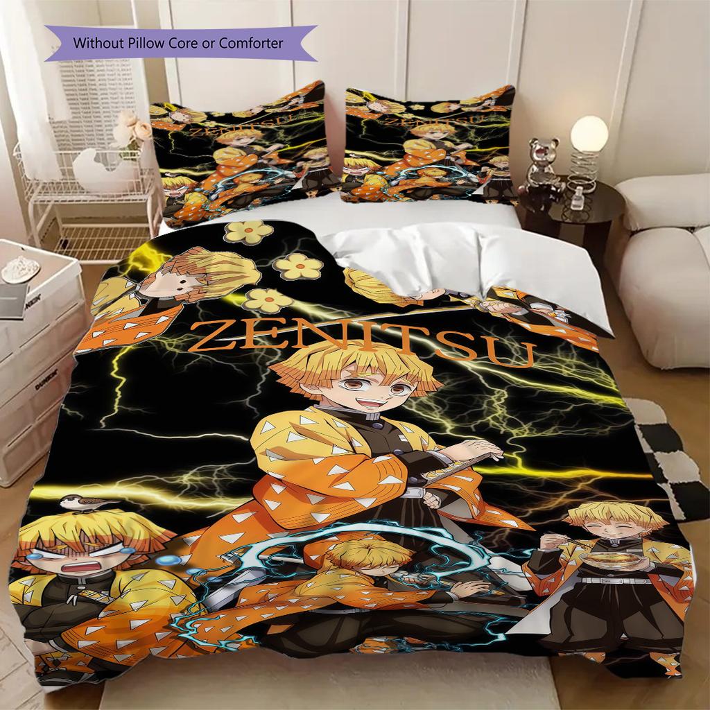 Zenitsu Agatsuma Duvet Cover | King, Queen, Full, Twin, Anime Cartoon Bedding Set Gift LXRa12