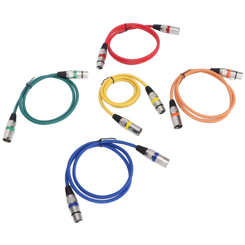 5PCS XLR Male to Female XLR to XLR Microphone Cable 3 Pin Color Coded Mic Patch Cord for Mic Mixer