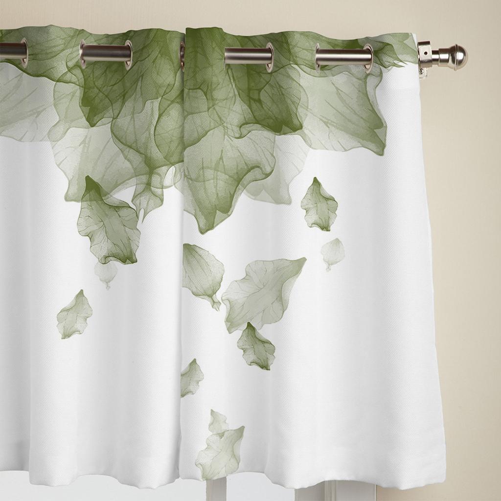 Gradient Floral Sage Green Window Curtains for Living Room Home Bedroom Kitchen Decora Christmas Curtain