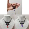 Collana a Croce Vittoriana con Pietre Preziose di Ametista e Rubino per Gioielli Gotici da Donna