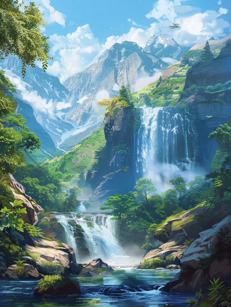 DIY Алмазная вышивка Водопад Пейзаж Вышивка крестом Картина Гора 5D Стразы Картина Мозаика Лес Настенное искусство