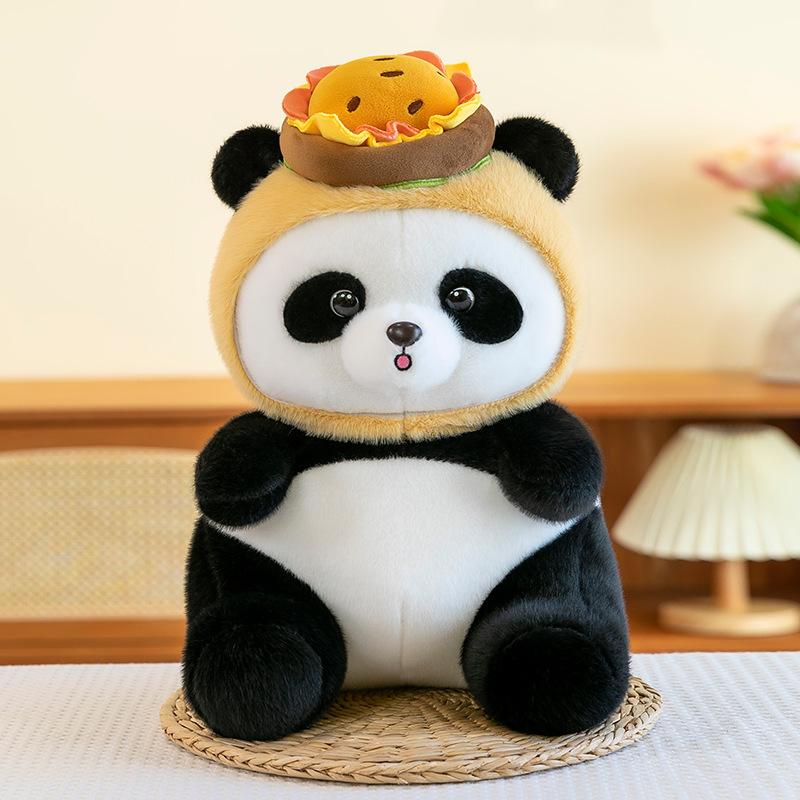 Panda Doll Hamburger Plush Toy Cartoon Soft Toy Stuffed Animal Home Gift Decor