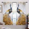 Golden Peacock Patterned Curtains Design Living Room Bedroomwindow Decoration Curtain Set Of 2 Made Polyester With Rod Pocket Washable Great Ready