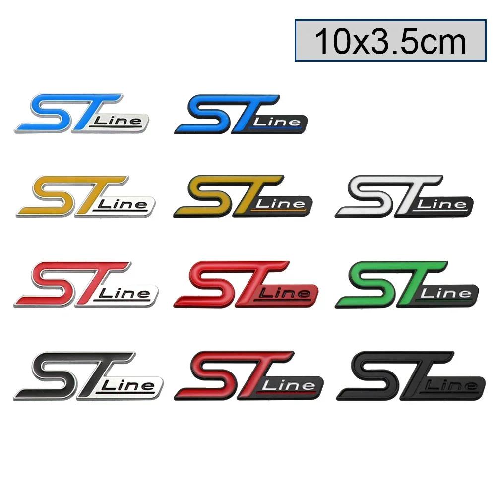 ISPN4 3D Metal ST Line Logo Car Front Grille Emblem Rear Trunk Sticker Badge Decals for Ford ST Fiesta Focus Mondeo Kuga Ranger