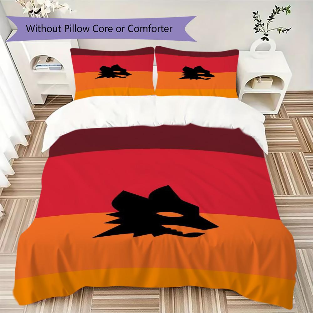Set Copripiumino con Fantasia A.S. Roma Federa Decorazione per la Casa Regalo di Compleanno (1 * copripiumino + 2 * federe senza imbottitura)02
