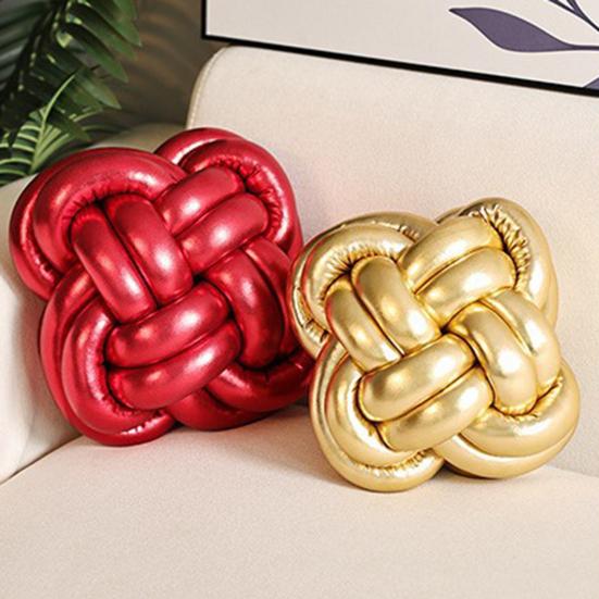Woven Knotted Throw Pillow Solid Color Design High Elastic Friendly to Skin Chinese Knotting Office Sofa Bed Cushion Pillow Decor