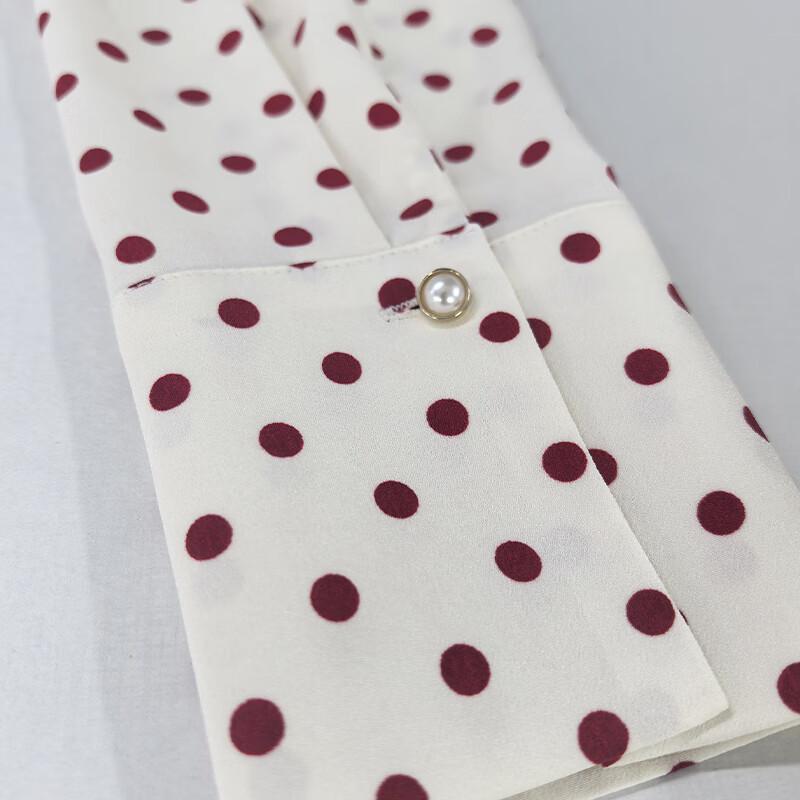 Raphenny Women's Polka Dot V-Neck Long Sleeve Blouse