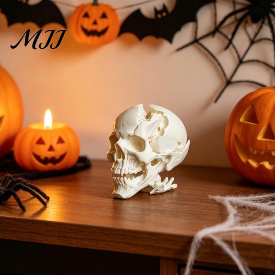 Decorazione Cranio Alieno Ornamento di Halloween, Forma in Resina Sintetica Scultura Figura Dettaglio Osseo Realistico, Ornamento da Tavolo per Feste
