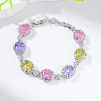 Bracciale in Zircone, Bracciale di Alta Gamma, Design di Lusso Leggero, Gioielli, Tesoro Colorato, Accessori Viola.