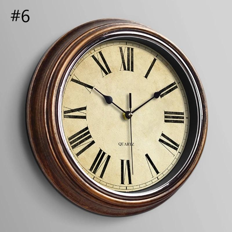 

Garden Wall Clock 12-inch Large Retro Wall Clocks Non Ticking Classical Quiet Clocks Living Room Kitchen Bedroom Office Decor (Brown,12 inch) коричневый