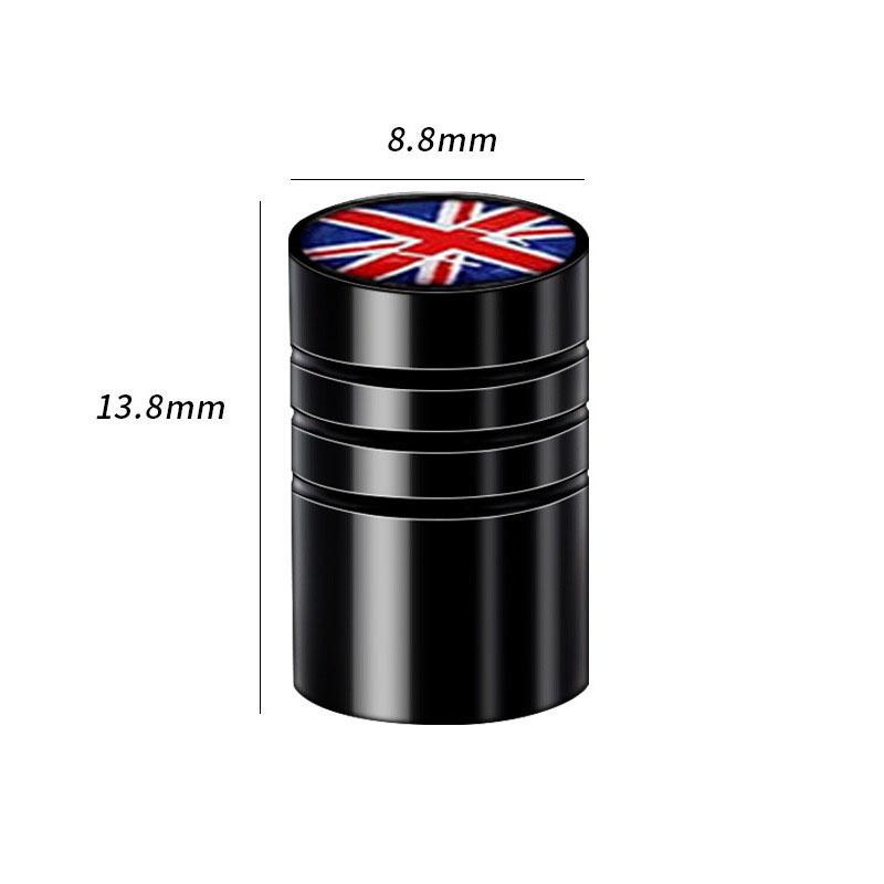 YSA5 4Pcs General UK Flag Bike Moto Car Tires Wheel Valve Cap Cover For Mini Cooper Countryman Clubman R55 R56 R60 F55 F60 Car Stye