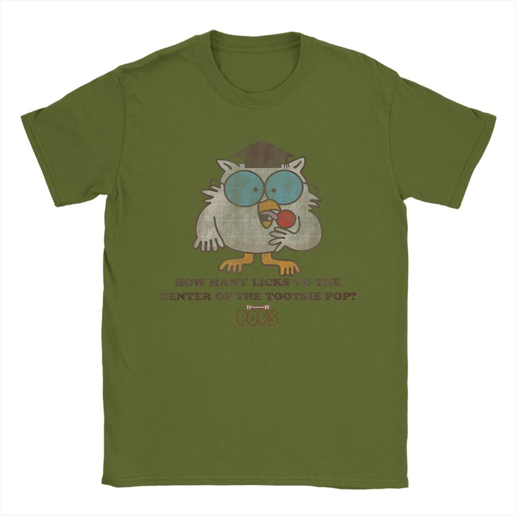 Tootsie Roll Pop Eule Wie viele Lutscher bis zum Kern T-Shirts Herren Vintage T-Shirt Rundhals T-Shirts Kurzarm Kleidung Neuankömmling