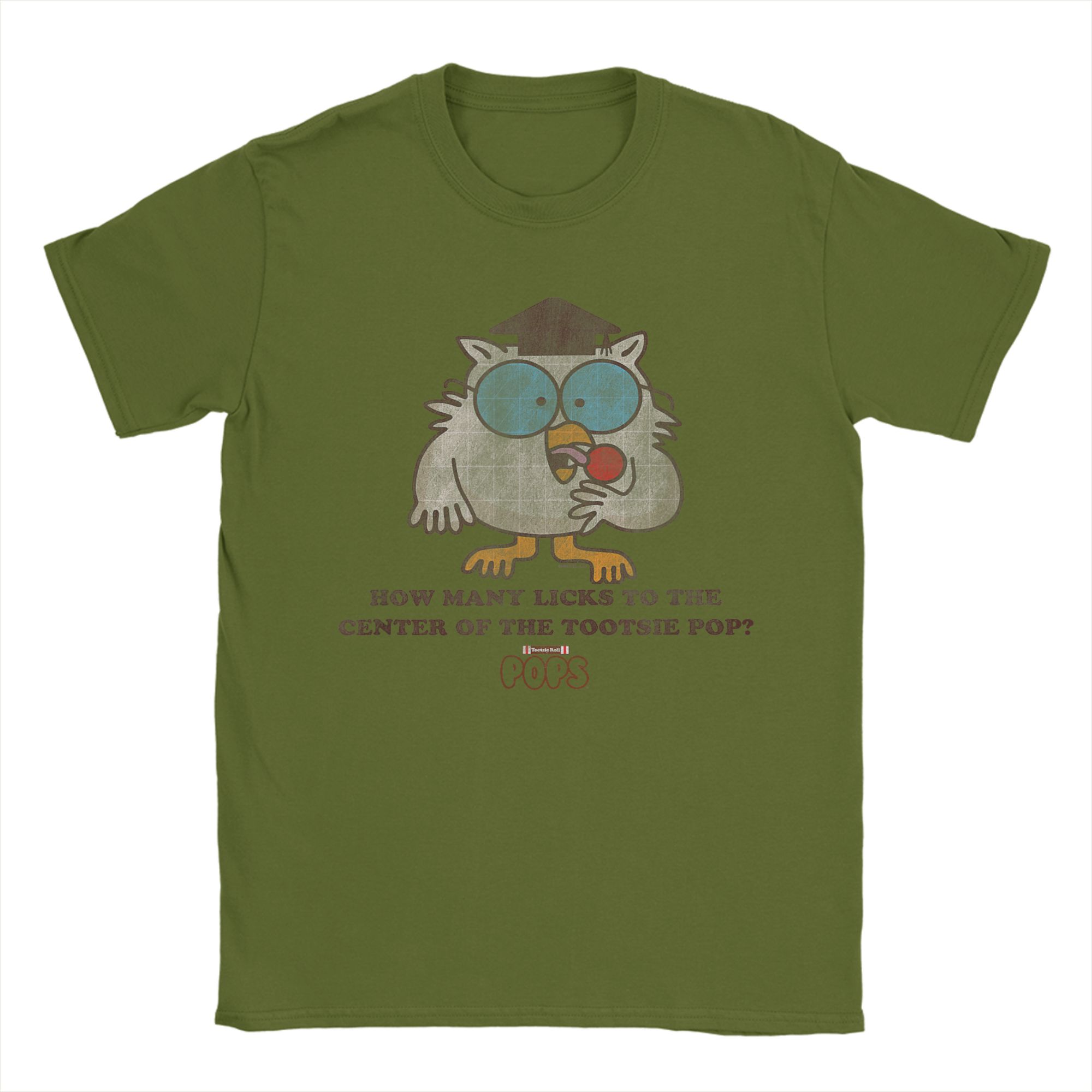 

Tootsie Roll Pop Owl How Many Licks To The Center T Shirts Men Vintage T-Shirt Round Neck Tees Short Sleeve Clothes New Arrival 4XL
