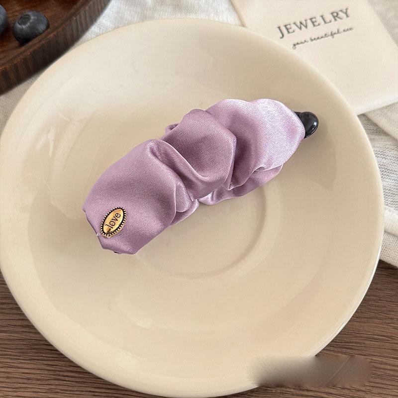 Koreanischer Stil Satin Plissiert Einfarbig Stoff Haarspange Vielseitige Bananen-Klammer Für Frauen Haarschmuck
