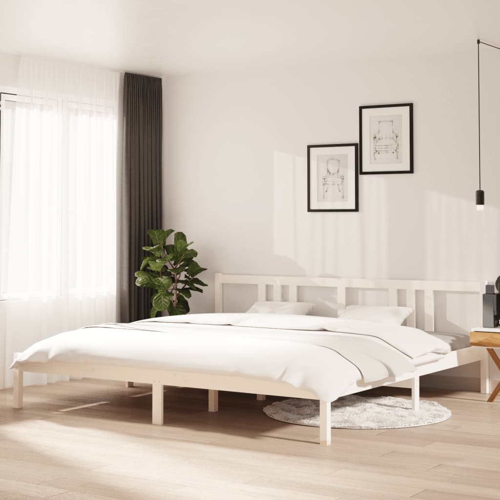 Solid Wood Bed White 200 x 200 cm