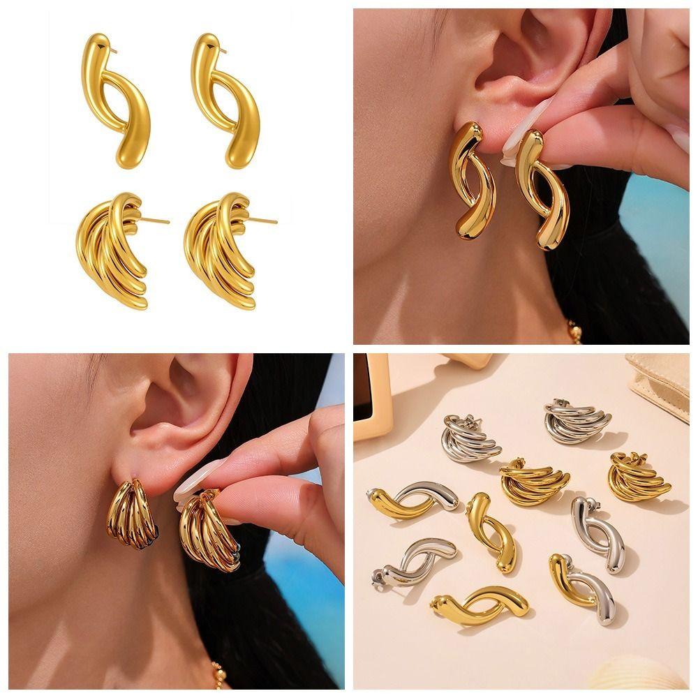 Waterproof Gold Plated Earrings 18k Gold Plated Stainless Steel Earrings  Fashion Accessories