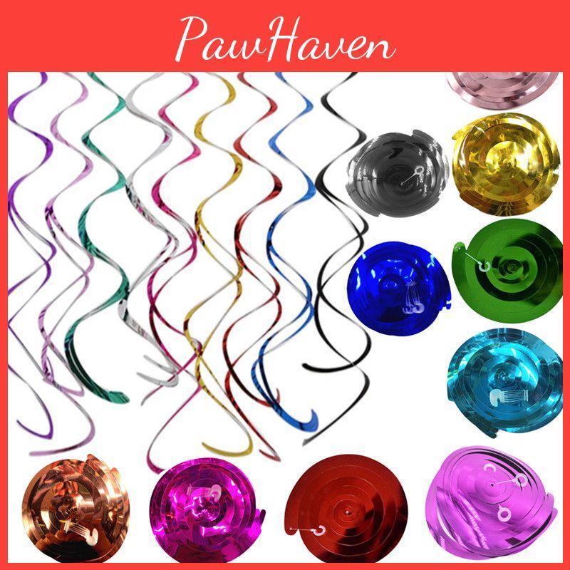 Lebhafte 6-teilige mehrfarbige hängende Spiralwirbel für atemberaubende Geburtstags- und Hochzeitsfeiern