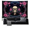 Skull Tapestry Wall Hanging, American Hippie Pink Backdrop for Bedroom Living Room Decor