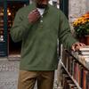 Men's Vintage Corduroy Printed Quarter-Zip Pullover with Stand Collar and Pocket, Long Sleeve Casual Top