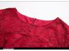 European & American Plus Size Red Lace Swing Dress - Spring/Autumn Fashion 200 Jin