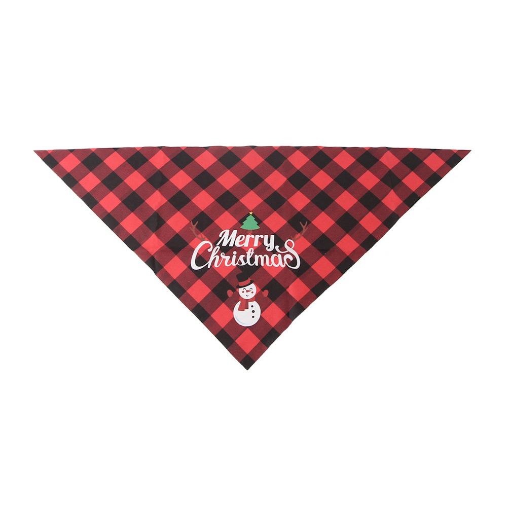 Red Green Grid Dog Saliva Towel Santa Claus Triangle Bandana Christmas Dog Scarf  Holiday Party