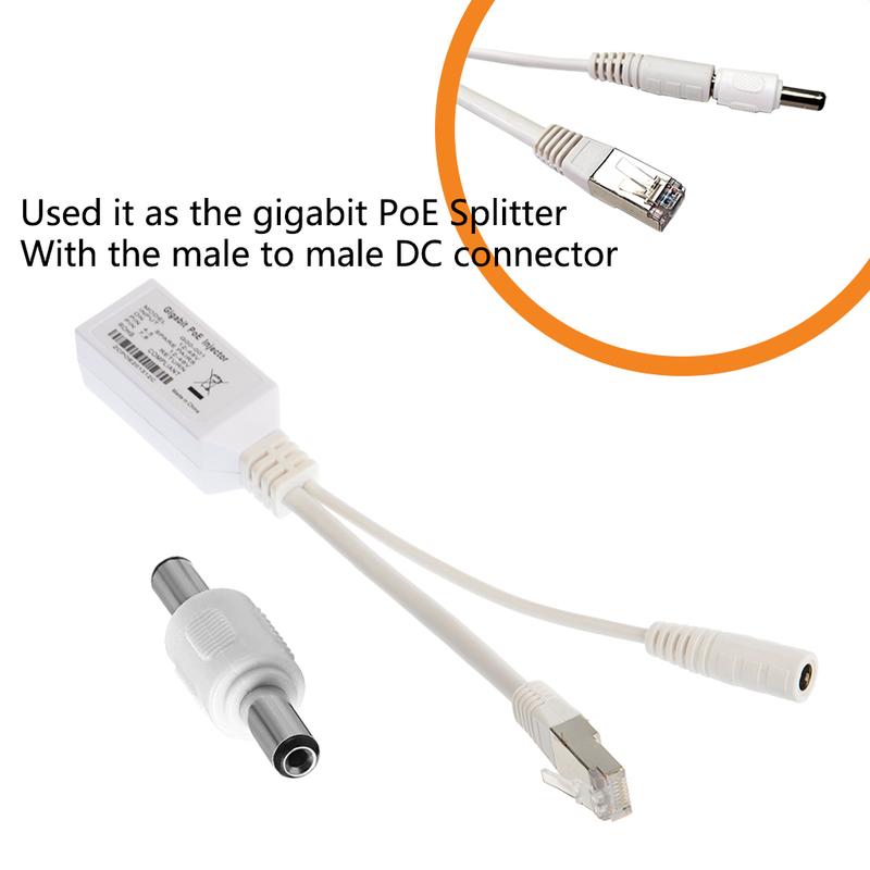 Gigabit PoE Injector PoE Splitter Cable Kit 12V-56V DC Input Passive PoE ModeB PoE Cable for IP cameras WiFi Access Points