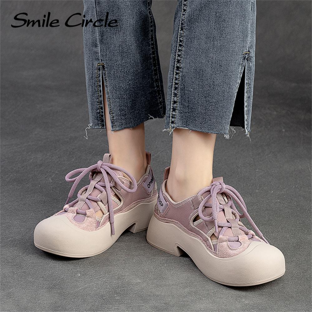 Echtes Leder, klobige, flache Schuhe, runde Zehen, Schnürschuhe, weiche Unterseite, Low-Top-Retro-Freizeitschuhe