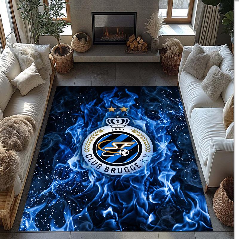 Club Brugge FC Soccer Football Pattern Soft Area Rug Non Slip Indoor Floor Carpet Sports Decor Mat for Bedroom
