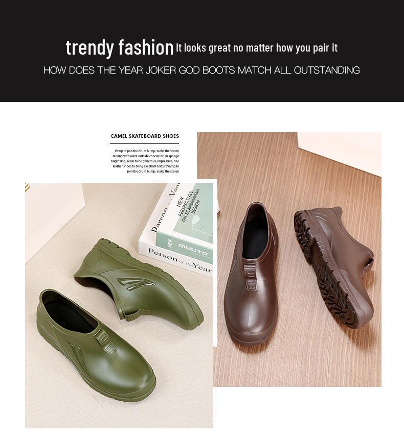 Unisex Koreaanse Stijl Waterdichte Antislip Korte Regenlaarzen - Modieuze Rubberen Schoenen voor Elk Seizoen met Lage Schacht