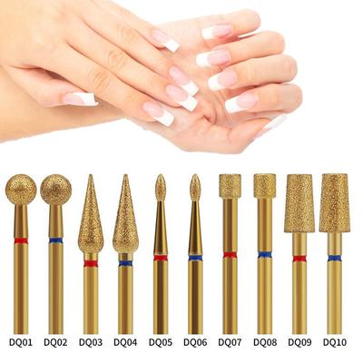 Golden Diamond Nail Drill Bits Electric Milling Cutter For Manicure Cuticle Clean Rotary Burrs Polish Head Nail Cleaner Tool