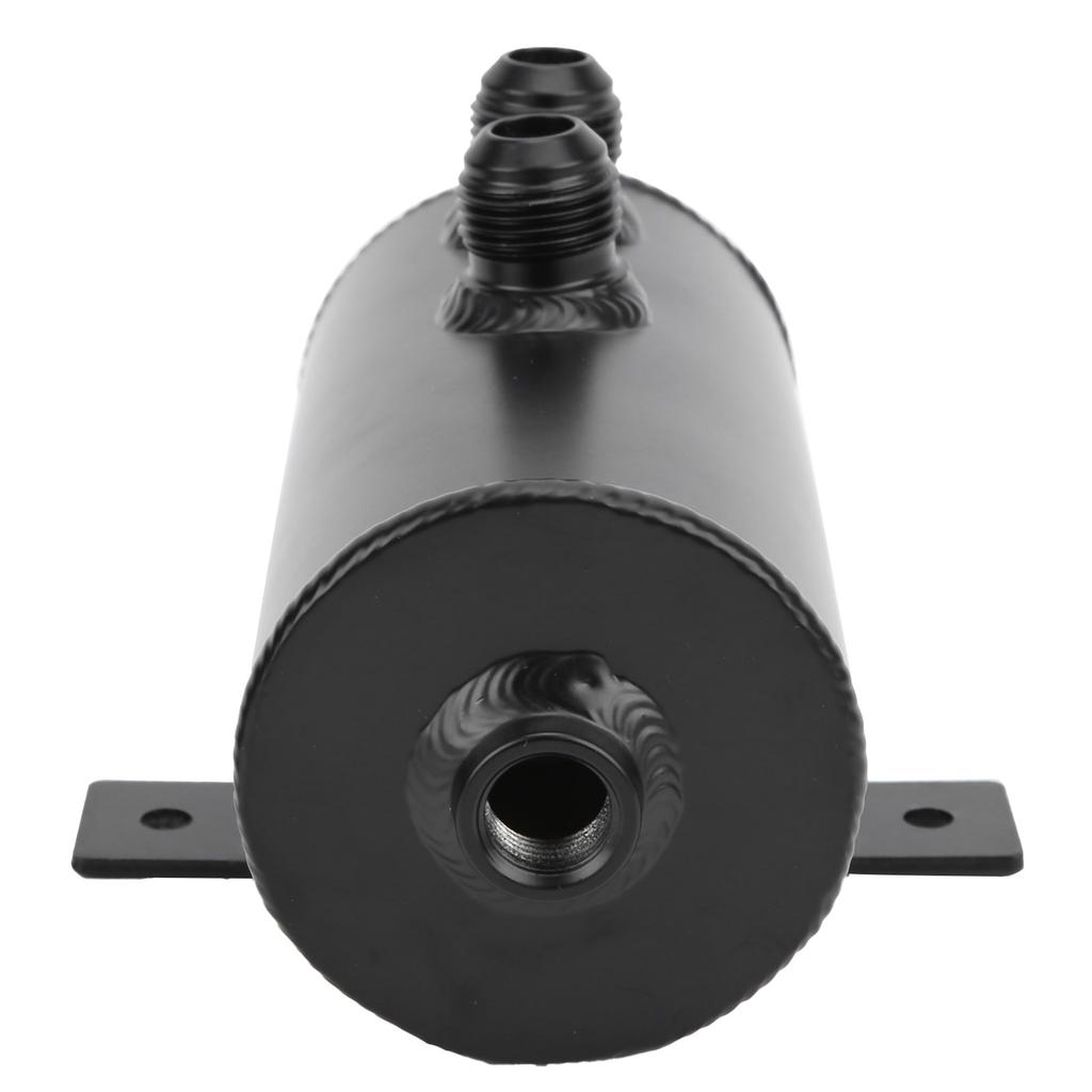 Oil Can with Drain Valve Filter 10 AN Universal Baffled 2 Ports Aluminum 750ML Black