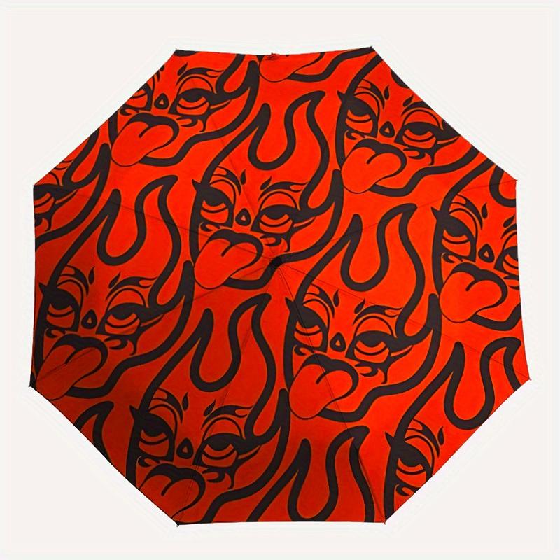 

1pc Devil Faces Automatic Open/Close Umbrella, Portable Folding Umbrella for Travel, Themed Events, It is suitable as a gift for various festivals, Ou