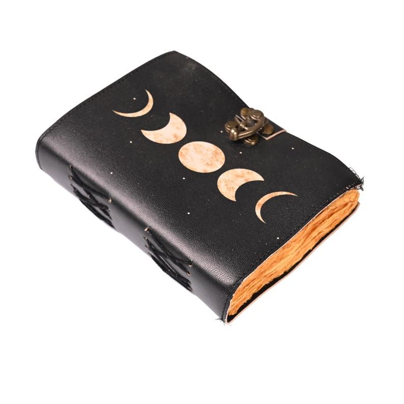 Leather Journal-Handmade Deckle Edge Paper, leather Half Moon journal, handmade Journals,Handcrafted Books